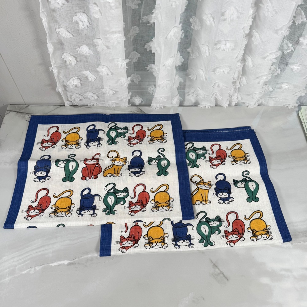 Set of 2 Posh Paws by Ulster Weavers Tea Towels Colorful Cats Irish Linen